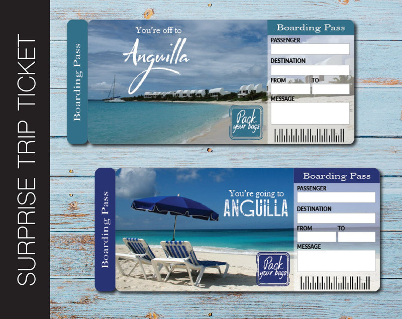 Printable Anguilla Surprise Trip Gift Ticket - Kaci Bella Designs