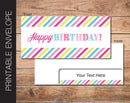 Printable Birthday Gift Ticket Envelope - Kaci Bella Designs