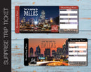 Printable Dallas Surprise Trip Gift Ticket - Kaci Bella Designs