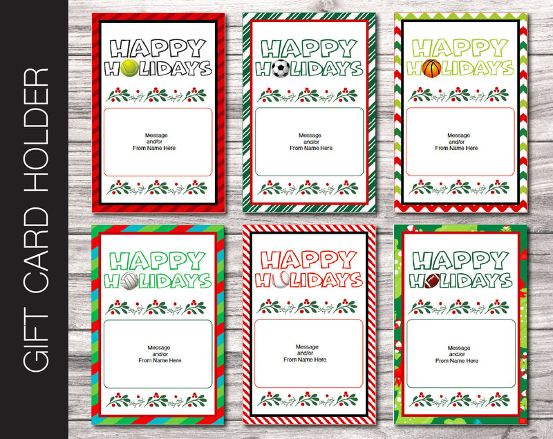 Printable Christmas Sports Themed Gift Card Holder - Kaci Bella Designs