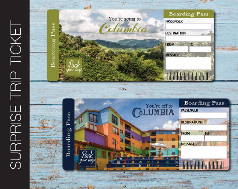 Printable Columbia Surprise Trip Gift Ticket - Kaci Bella Designs