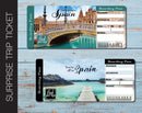 Printable Spain Surprise Trip Gift Ticket - Kaci Bella Designs