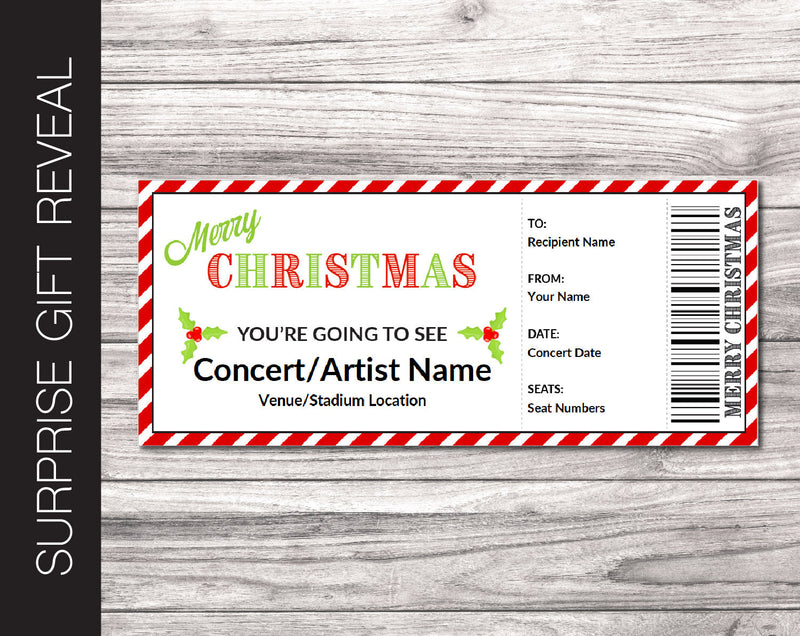 Printable Christmas Concert Gift Reveal - Kaci Bella Designs