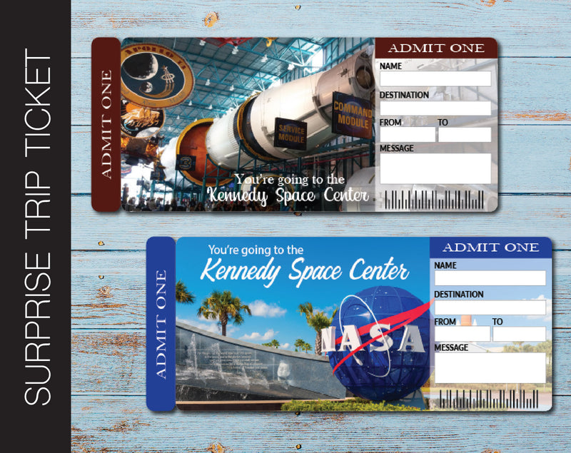 Printable Kennedy Space Center Surprise Trip Gift Ticket - Kaci Bella Designs