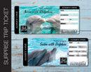 Printable Swim with Dolphins Surprise Trip Gift Boarding Pass - Kaci Bella Designs
