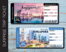 Printable Singapore Surprise Trip Gift Boarding Pass - Kaci Bella Designs
