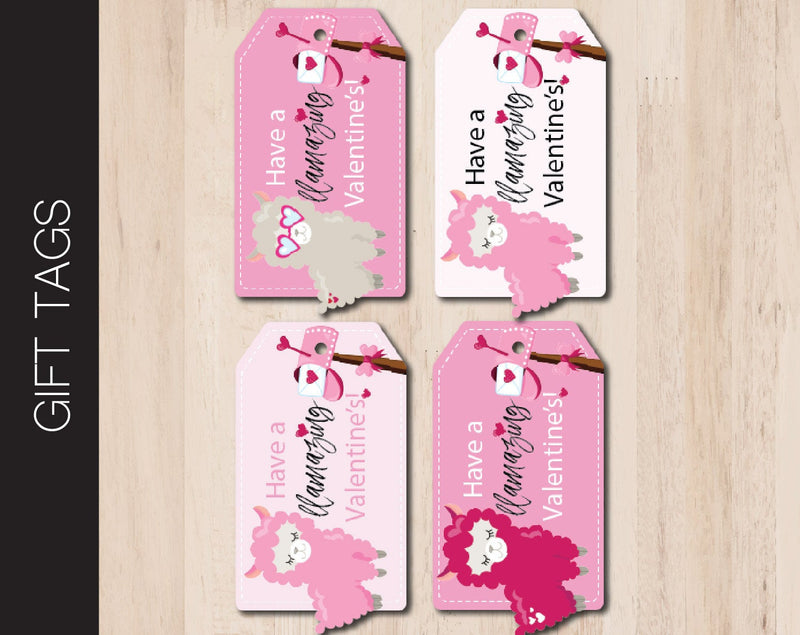 Printable Valentine Llama Gift Tags - Kaci Bella Designs