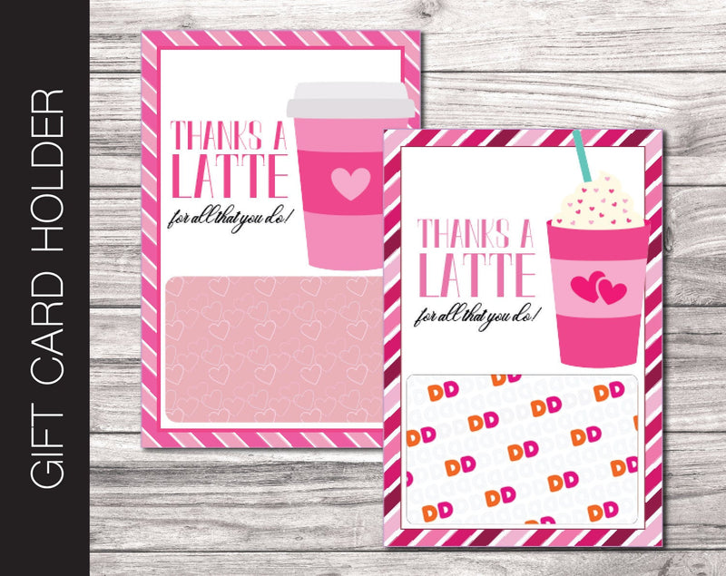 Printable Heart Themed Coffee Gift Card Holder - Kaci Bella Designs