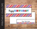 Printable Birthday Gift Ticket Envelope - Kaci Bella Designs