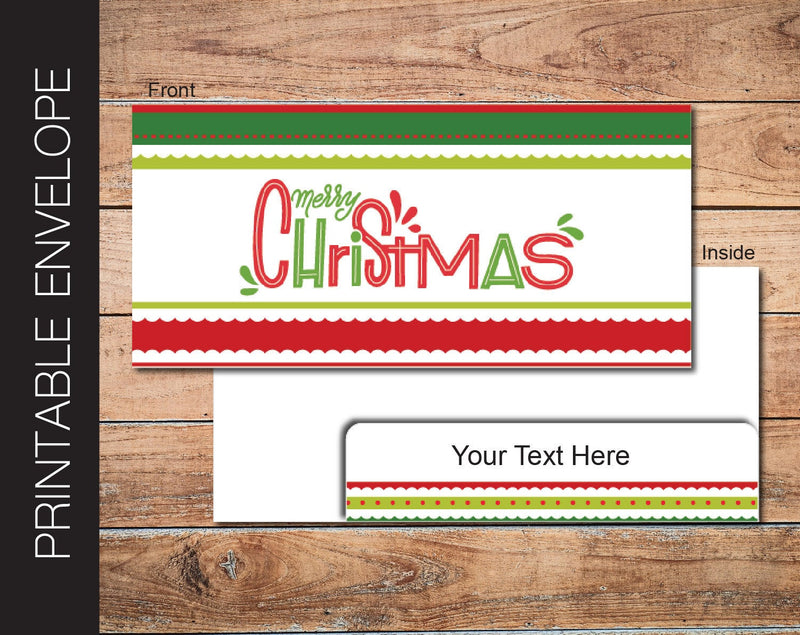 Printable Christmas Gift Envelope - Kaci Bella Designs