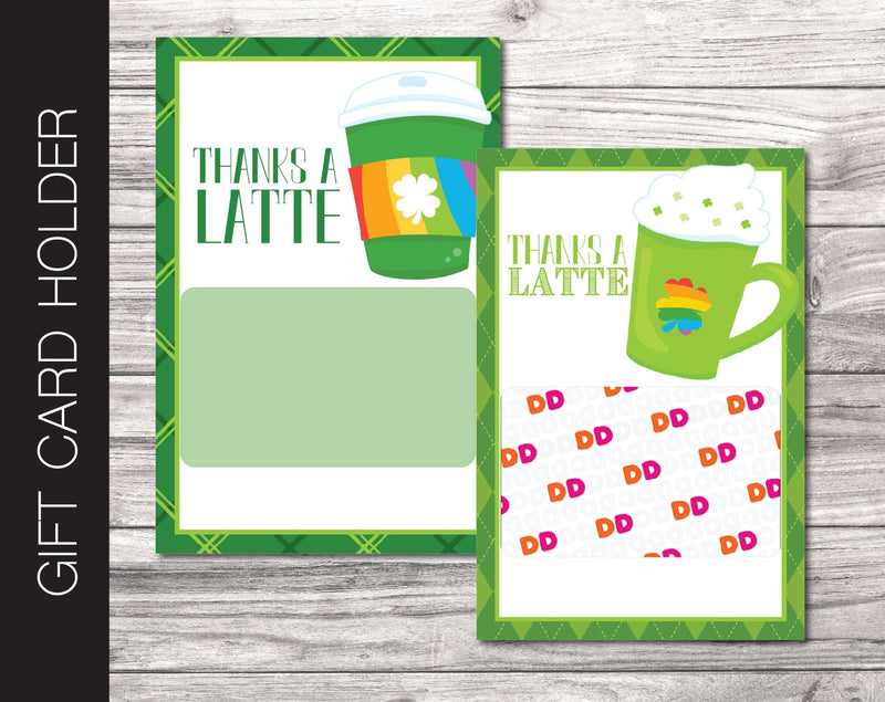 Printable Shamrock Theme Coffee Gift Card Holder - Kaci Bella Designs