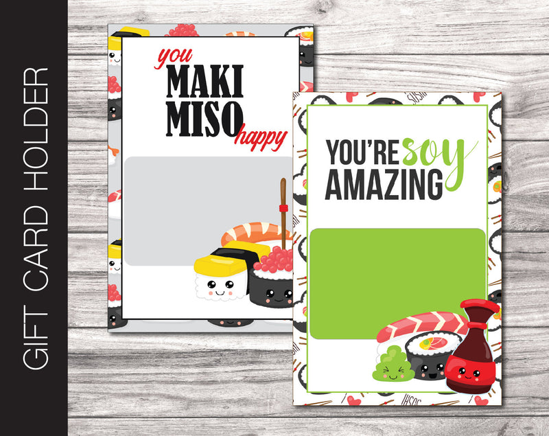 Printable Sushi Gift Card Holder - Kaci Bella Designs