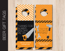 Printable Tools Themed Beer Bottle Personalized Gift Tags - Kaci Bella Designs